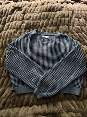 Hollister Waffle-Knit Crewneck Sweater - Dusty Blue
